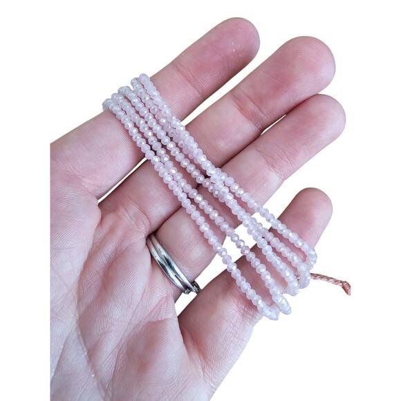 Vintage Y2K Multi Strand Seed Bead Bracelet Light Pink Adjustable - Picture 3 of 3